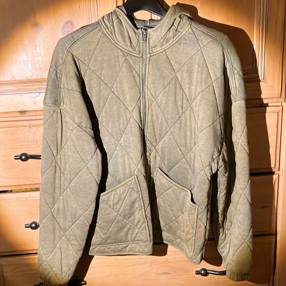 Wild Fable Olive Full Zip Quilted Jacket, S